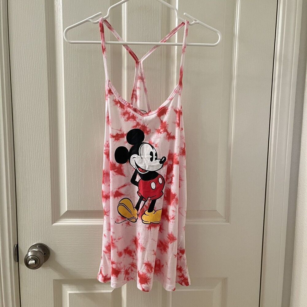 Disney Mickey Mouse Racerback Red & White Tie-Dye Tank Size Medium (7/9)